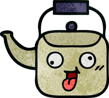 Bir insan tarafından çizilmiş eski grunge desenli bir çaydanlık.