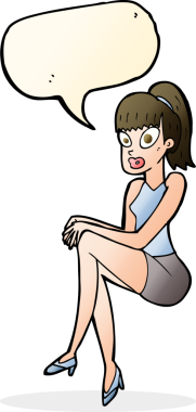 Bir insan tarafından çizilmiş konuşma balonu olan güzel bir kadın.