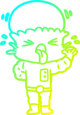 Bir insan tarafından çizilmiş iğrenç bir çizgi film uzaylısının soğuk gradyan çizimi