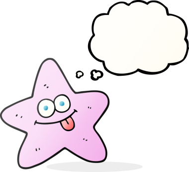 Bir insan tarafından çizilmiş serbest çizim düşünce baloncuğu denizyıldızı.