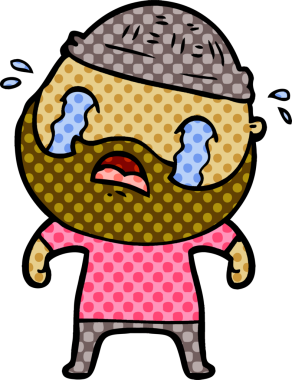 Çizgi film sakallı adam bir insan tarafından çizilmiş ağlıyor.