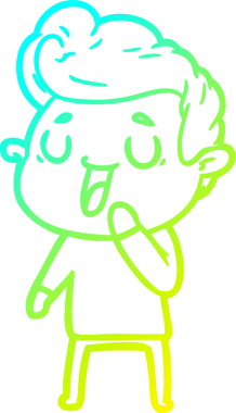 Bir insan tarafından çizilmiş mutlu bir çizgi film karakteri çizimi.