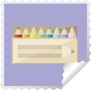 Bir insan tarafından çizilmiş bir sürü renkli kalem etiketi.