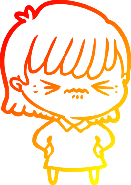 Bir insan tarafından çizilmiş kızgın bir çizgi film kızı çizimi.