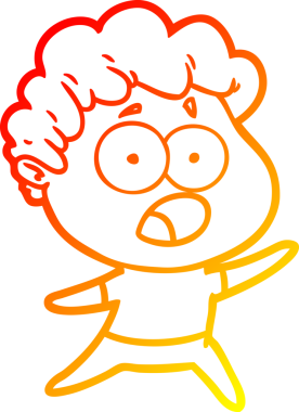 Bir insan tarafından şaşırtılarak çizilen çizgi film karakterinin sıcak çizgi çizimi.