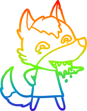 Gökkuşağı gradyan çizgisi insan tarafından çizilmiş aç bir kurt çizgi.