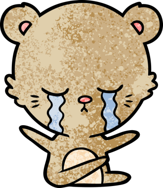 Bir insan tarafından çizilmiş ağlayan çizgi film ayısı.