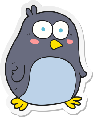 Bir insan tarafından çizilmiş karikatür pengueni çıkartması.