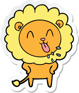 Bir insan tarafından çizilmiş mutlu bir aslanın çıkartması.