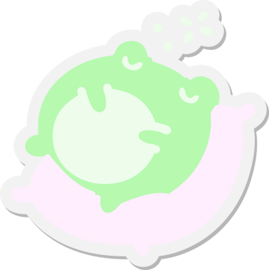 Bir insan tarafından çizilmiş yastık etiketinde uyuyan sevimli kurbağa.