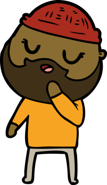 Bir insan tarafından çizilmiş sakallı bir çizgi film adamı.