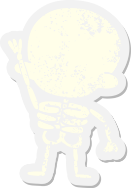 İskelet sallayan grunge çıkartması bir insan tarafından çizilmiş.