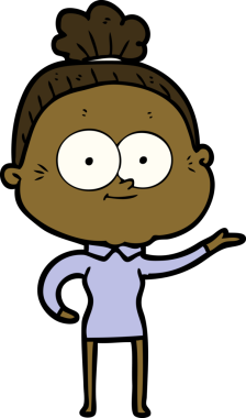 Bir insan tarafından çizilmiş mutlu yaşlı kadın çizgi filmi.