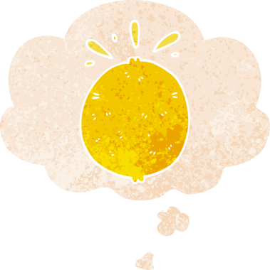 Düşünce baloncuklu karikatür limonu grunge dertli retro desenli bir insan tarafından çizilmiş