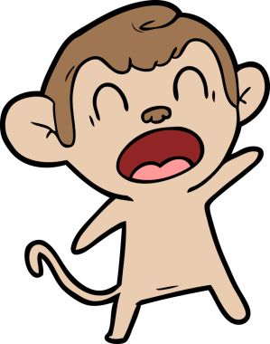 Bir insan tarafından çizilmiş bağıran çizgi maymun.