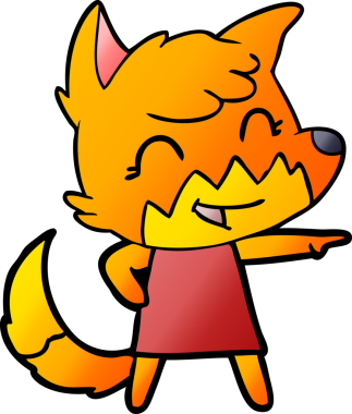 Bir insan tarafından çizilmiş mutlu çizgi film tilkisi.