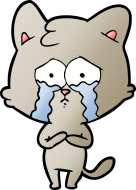 Bir insan tarafından çizilmiş ağlayan kedi çizgi filmi.