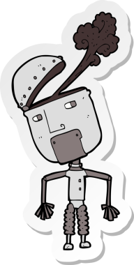 Bir insan tarafından çizilmiş komik robotun çıkartması.