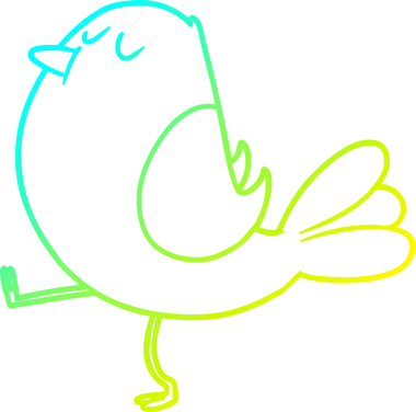 Bir insan tarafından çizilen karikatür kuşunun soğuk gradyan çizgisi