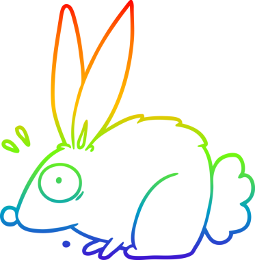 Gökkuşağı gradyan çizgi çizimi Bir insan tarafından çizilmiş korkmuş tavşan