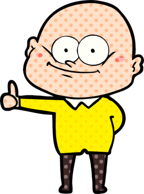 Bir insan tarafından çizilmiş kel bir adam.