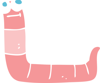 Bir insan tarafından çizilmiş solucanın düz renk çizimi