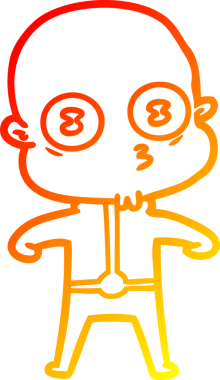 Bir insan tarafından çizilmiş garip kel bir uzay adamının sıcak çizgi çizimi