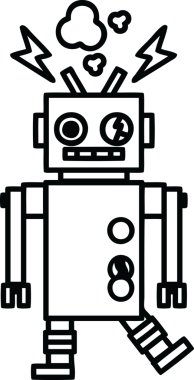 bir insan tarafından çizilen arızalı robot simgesi