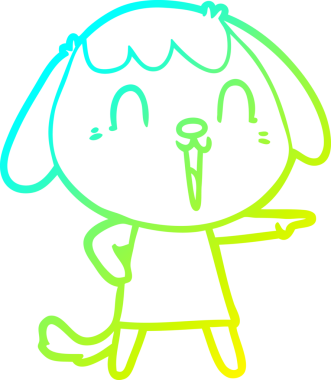 Bir insan tarafından çizilmiş şirin bir çizgi köpeğin soğuk gradyan çizgisi.