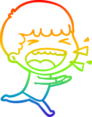 Gökkuşağının gradyan çizimi bir insan tarafından çizilmiş gülen bir adamın çizimi.