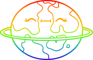 Gökkuşağı gradyan çizgi çizimi bir insan tarafından çizilmiş karikatür yaşanabilir yabancı gezegen