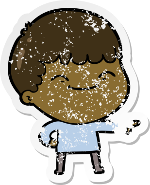 Bir insan tarafından çizilmiş mutlu bir çocuğun sıkıntılı çıkartması.