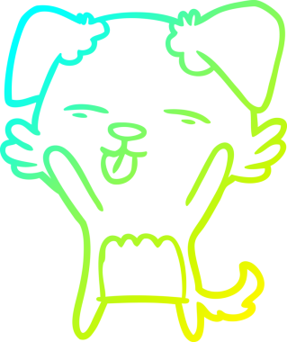 Bir insan tarafından çizilmiş bir çizgi film köpeğinin soğuk çizgi çizimi.