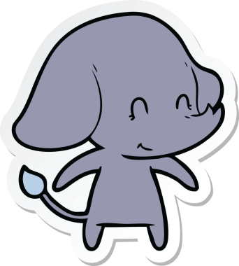 Bir insan tarafından çizilmiş şirin bir fil çıkartması.