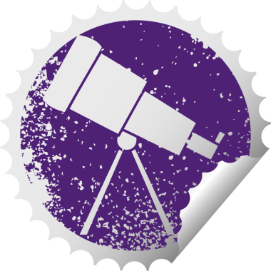 Bir insan tarafından çizilmiş teleskopun çizilmiş dairesel soyma etiketi.