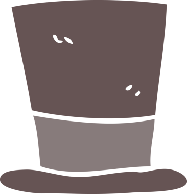 Bir insan tarafından çizilmiş silindir şapkanın düz renk çizimi