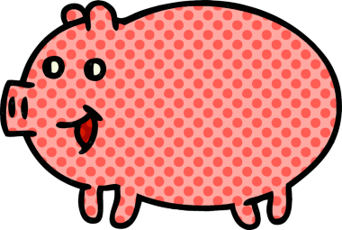 Bir insan tarafından çizilmiş bir domuzun çizgi filmi.