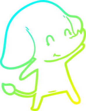 Bir insan tarafından çizilmiş şirin bir filin soğuk gradyan çizgisi