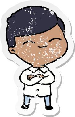 Bir insan tarafından çizilmiş gülümseyen bir karikatür çıkartması.