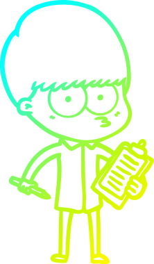 Bir insan tarafından çizilmiş gergin bir çizgi film çocuğu çizimi.