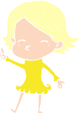 Bir insan tarafından çizilmiş düz renkli karikatür kadın