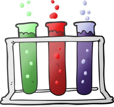 Bir insan tarafından çizilmiş deneme tüplerinin karikatür rafı