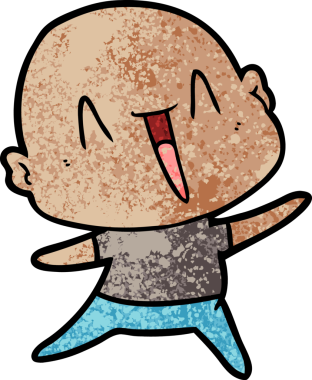 Bir insan tarafından çizilmiş mutlu, kel adam.