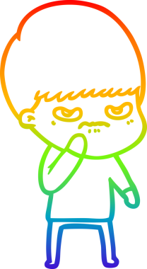 Bir insan tarafından çizilmiş kızgın bir çizgi film çocuğunun çizimi.