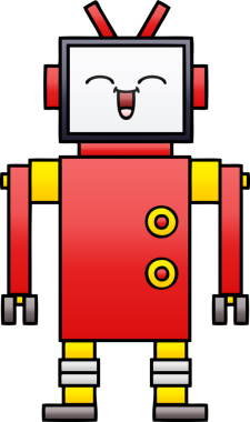 Bir insan tarafından çizilmiş bir robotun gölgelenmiş çizimi