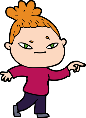 Bir insan tarafından çizilmiş karikatür kadın.