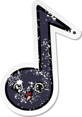 Bir insan tarafından çizilmiş şirin bir karikatür müzik notasının sıkıntılı çıkartması.