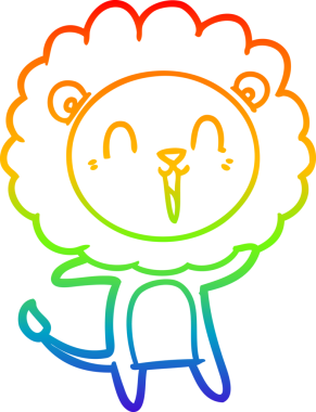 Bir insan tarafından çizilmiş gülen aslan çizgi çizimi.