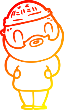 Bir insan tarafından çizilmiş sakallı bir adamın sıcak çizgi çizimi.