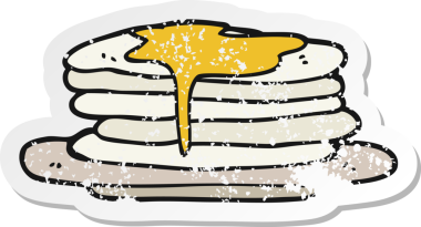 Bir insan tarafından çizilmiş krep yığınının gerilemiş retro yapıştırması.